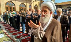 نماز عید فطر به امامت آیت الله شیخ شرف الدین نظری در مسجد جامع شهر ساری