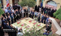 ادای احترام اصناف شهر ساری به مقام شامخ شهدا ، یادمان شهدای گمنام مرکز فرهنگی دفاع مقدس مازندران گلباران شد